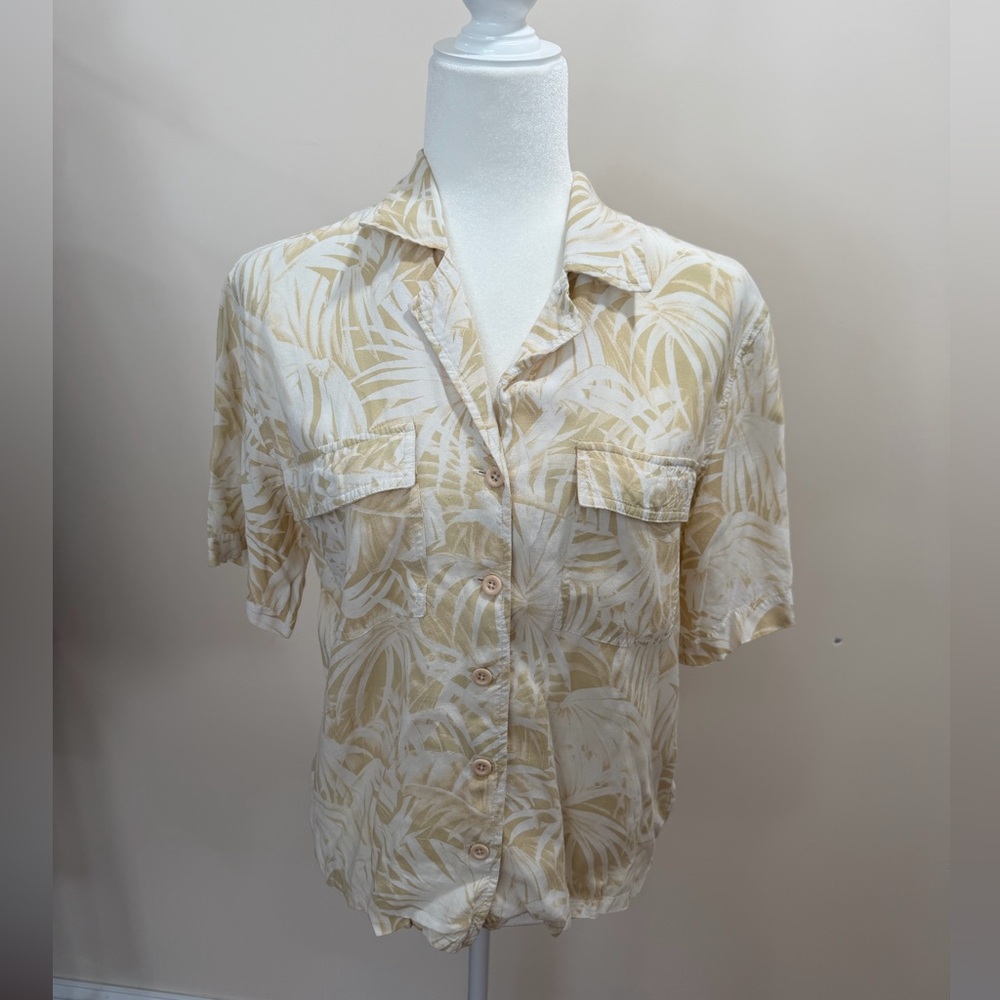 Anine Bing Hawaiian Print Viscose Rayon Short Sleeve Button Austin Top Sz. S - Picture 2 of 8